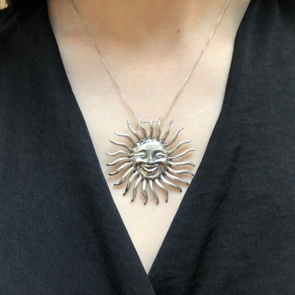 Silver Sun Pendant, Sun Pendant, Large Silver Pendant, Large Sun Pendant, Statement Pendant, Iconic Pendant, Huge Silver Pendant, Silver Sun (675799366)