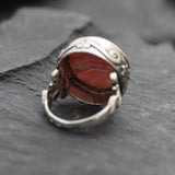 Rhodochrosite Ring, Natural Rhodochrosite, Vintage Ring, Pink Boho Ring, Large Round Ring, Statement Ring, Antique Ring, Solid Silver Ring