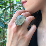 Prehnite Ring, Natural Prehnite, May Birthstone, Celtic Silver Ring, Statement Ring, Chunky Ring, Tall Ring, Big Green Ring, 925 Silver Ring