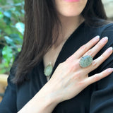 Prehnite Ring, Natural Prehnite, May Birthstone, Celtic Silver Ring, Statement Ring, Chunky Ring, Tall Ring, Big Green Ring, 925 Silver Ring