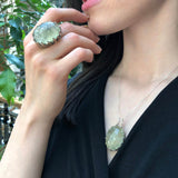Prehnite Ring, Natural Prehnite, May Birthstone, Celtic Silver Ring, Statement Ring, Chunky Ring, Tall Ring, Big Green Ring, 925 Silver Ring