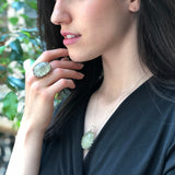 Prehnite Ring, Natural Prehnite, May Birthstone, Celtic Silver Ring, Statement Ring, Chunky Ring, Tall Ring, Big Green Ring, 925 Silver Ring
