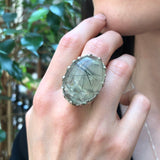 Prehnite Ring, Natural Prehnite, May Birthstone, Celtic Silver Ring, Statement Ring, Chunky Ring, Tall Ring, Big Green Ring, 925 Silver Ring