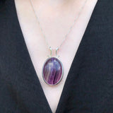 Large Amethyst Pendant, Natural Amethyst, Statement Pendant, Oval Pendant, Antique Silver Pendant, Big Purple Pendant, Solid Silver Pendant
