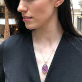 Large Amethyst Pendant, Natural Amethyst, Statement Pendant, Oval Pendant, Antique Silver Pendant, Big Purple Pendant, Solid Silver Pendant