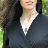 Large Amethyst Pendant, Natural Amethyst, Statement Pendant, Oval Pendant, Antique Silver Pendant, Big Purple Pendant, Solid Silver Pendant