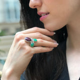 Chrysoprase Ring, Natural Ruby, Statement Ring, Artisan Ring, July Birthstone, Vintage Ring, Large Ring, Artistic Ring, Solid Silver Ring