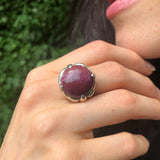 Ruby Ring, Natural Ruby, July Birthstone, Large Red Ring, Statement Ring, Chunky Ring, Vintage Ring, Round Ring, Solid Silver Ring, Ruby
