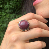 Ruby Ring, Natural Ruby, July Birthstone, Large Red Ring, Statement Ring, Chunky Ring, Vintage Ring, Round Ring, Solid Silver Ring, Ruby