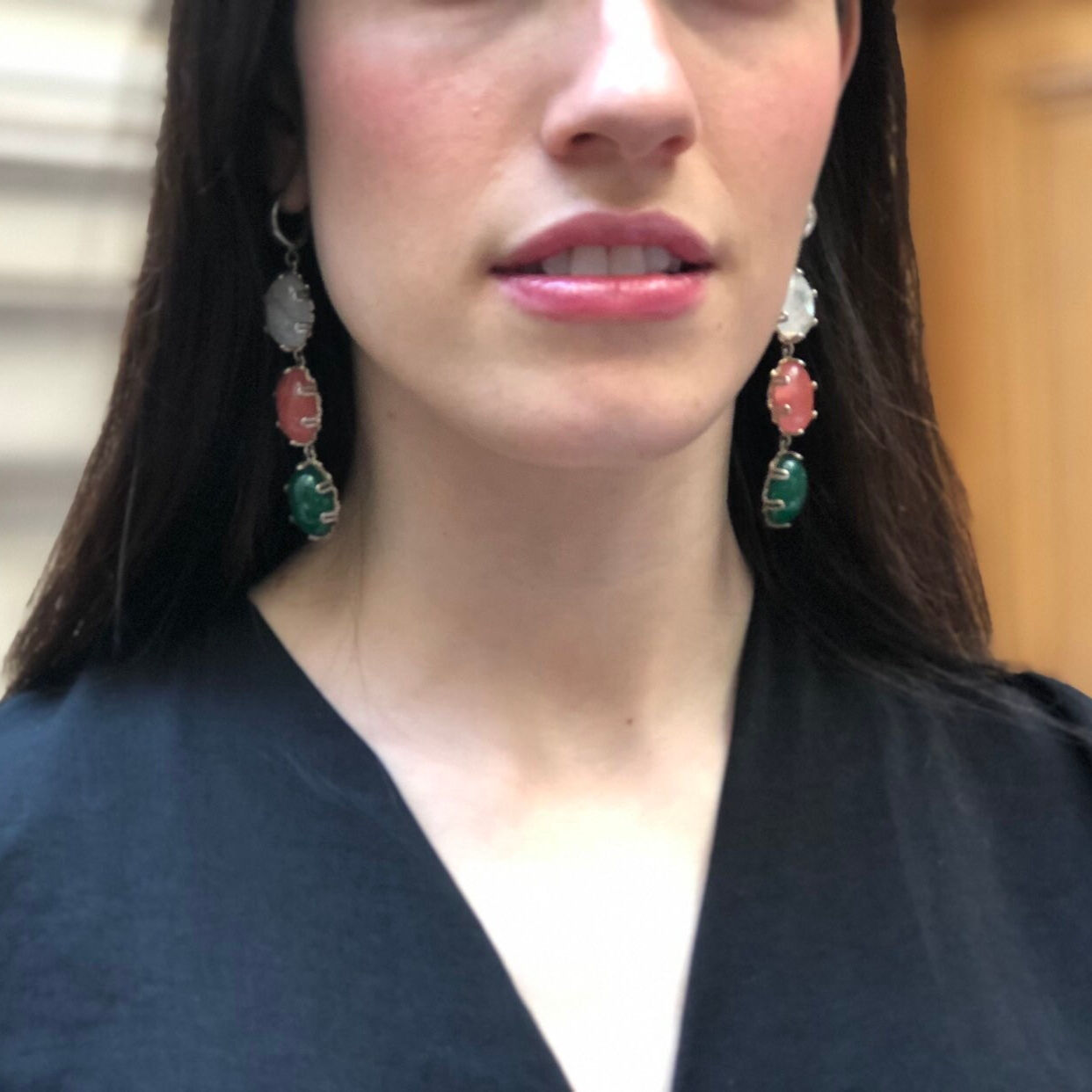 Multi Gemstone Earrings - Natural Stone Statement Earrings - Large Gemstone Earrings