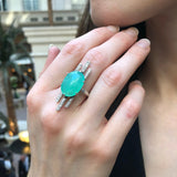 Green Boho Ring, Natural Chrysoprase Ring, Artistic Ring, Green Vintage Ring, Inspirational Ring, Artisan Ring, May Ring, Solid Silver Ring