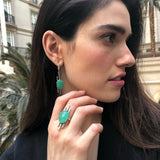 Green Boho Ring, Natural Chrysoprase Ring, Artistic Ring, Green Vintage Ring, Inspirational Ring, Artisan Ring, May Ring, Solid Silver Ring