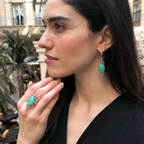Green Boho Ring, Natural Chrysoprase Ring, Artistic Ring, Green Vintage Ring, Inspirational Ring, Artisan Ring, May Ring, Solid Silver Ring