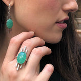 Green Boho Ring, Natural Chrysoprase Ring, Artistic Ring, Green Vintage Ring, Inspirational Ring, Artisan Ring, May Ring, Solid Silver Ring