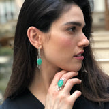 Green Boho Ring, Natural Chrysoprase Ring, Artistic Ring, Green Vintage Ring, Inspirational Ring, Artisan Ring, May Ring, Solid Silver Ring