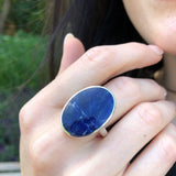 Large Sodalite Ring, Natural Sodalite, Statement Ring, Sagittarius Birthstone, Blue Stone Ring, Boho Ring, Massive Ring, Solid Silver Ring