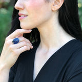 Large Sodalite Ring, Natural Sodalite, Statement Ring, Sagittarius Birthstone, Blue Stone Ring, Boho Ring, Massive Ring, Solid Silver Ring