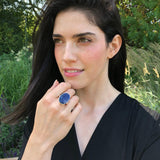 Large Sodalite Ring, Natural Sodalite, Statement Ring, Sagittarius Birthstone, Blue Stone Ring, Boho Ring, Massive Ring, Solid Silver Ring