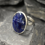 Large Sodalite Ring, Natural Sodalite, Statement Ring, Sagittarius Birthstone, Blue Stone Ring, Boho Ring, Massive Ring, Solid Silver Ring