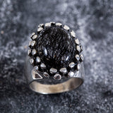 Rutilated Quartz Ring, Natural Quartz, Black Rutilated Quartz, Statement Ring, Vintage Rings, Large Quartz Ring, Rutilated Quartz, Quartz