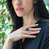 Rutilated Quartz Ring, Natural Quartz, Black Rutilated Quartz, Statement Ring, Vintage Rings, Large Quartz Ring, Rutilated Quartz, Quartz