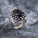 Rutilated Quartz Ring, Natural Quartz, Black Rutilated Quartz, Statement Ring, Vintage Rings, Large Quartz Ring, Rutilated Quartz, Quartz