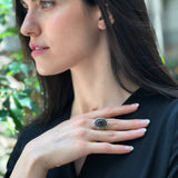 Rutilated Quartz Ring, Natural Quartz, Black Rutilated Quartz, Statement Ring, Vintage Rings, Large Quartz Ring, Rutilated Quartz, Quartz