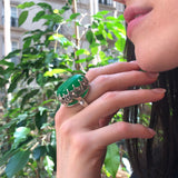 Big Green Ring, Natural Green Agate, Vintage Ring, Statement Ring, Green Agate Ring, Heavy Ring, Large Ring, Smith Ring, Solid Silver Ring