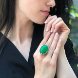 Big Green Ring, Natural Green Agate, Vintage Ring, Statement Ring, Green Agate Ring, Heavy Ring, Large Ring, Smith Ring, Solid Silver Ring
