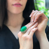Big Green Ring, Natural Green Agate, Vintage Ring, Statement Ring, Green Agate Ring, Heavy Ring, Large Ring, Smith Ring, Solid Silver Ring