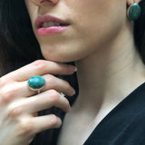 Statement Ring, Chrysocolla Ring, Natural Chrysocolla, Unique Ring Design, Vintage Blue Ring, 925 Silver Ring, Blue Stone Ring, Chrysocolla