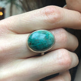 Statement Ring, Chrysocolla Ring, Natural Chrysocolla, Unique Ring Design, Vintage Blue Ring, 925 Silver Ring, Blue Stone Ring, Chrysocolla