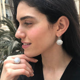Moonstone Ring, Natural Moonstone, June Birthstone, Round Vintage Ring, Rainbow Moonstone, Statement Ring, Big Round Ring, 925 Silver Ring