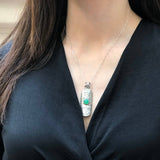 Statement Chrysoprase Necklace, Natural Chrysoprase Pendant, Long Silver Pendant, Boho Pendant, Green Gem Pendant, Silver Necklace, For Her
