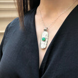Statement Chrysoprase Necklace, Natural Chrysoprase Pendant, Long Silver Pendant, Boho Pendant, Green Gem Pendant, Silver Necklace, For Her