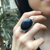 Sandstone Ring, Statement Ring, Night Sky Ring, Artistic Ring, Large Ring, Large Sandstone Ring, Black Ring, Sparkly Ring, Solid Silver Ring