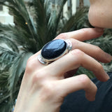 Sandstone Ring, Statement Ring, Night Sky Ring, Artistic Ring, Large Ring, Large Sandstone Ring, Black Ring, Sparkly Ring, Solid Silver Ring