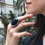 Sandstone Ring, Statement Ring, Night Sky Ring, Artistic Ring, Large Ring, Large Sandstone Ring, Black Ring, Sparkly Ring, Solid Silver Ring