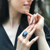 Sandstone Ring, Statement Ring, Night Sky Ring, Artistic Ring, Large Ring, Large Sandstone Ring, Black Ring, Sparkly Ring, Solid Silver Ring