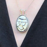Lady Pendant, Mosaic Pendant, Mother of Pearl Pendant, Statement Pendant, Large Oval Pendant, Mother of Pearl , Statement Piece, 925 Pendant