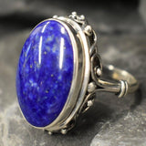 Artisan Lapis Ring, Natural Lapis Lazuli, Vintage Ring, Blue Antique Ring, Lapis Lazuli Ring, Statement Ring, Large Ring, Solid Silver Ring