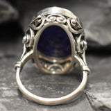 Artisan Lapis Ring, Natural Lapis Lazuli, Vintage Ring, Blue Antique Ring, Lapis Lazuli Ring, Statement Ring, Large Ring, Solid Silver Ring