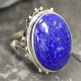 Artisan Lapis Ring, Natural Lapis Lazuli, Vintage Ring, Blue Antique Ring, Lapis Lazuli Ring, Statement Ring, Large Ring, Solid Silver Ring