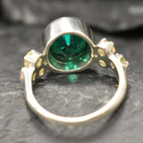 Emerald Ring, Created Emerald, Green Emerald Ring, Victorian Ring, Vintage Green Ring, Green Oval Ring, Natural Opal Ring, Solid Silver Ring