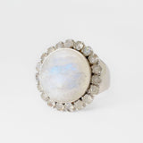 Moonstone Statement Ring - Large Round Ring - White Victorian Ring