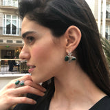 Leaf Earrings, Natural Malachite Earrings, Green Vintage Earrings, Green Stone Earrings, Inspirational Earrings, Natural Green Earrings