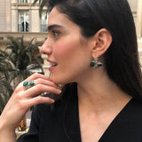 Leaf Earrings, Natural Malachite Earrings, Green Vintage Earrings, Green Stone Earrings, Inspirational Earrings, Natural Green Earrings