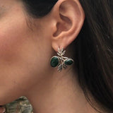 Leaf Earrings, Natural Malachite Earrings, Green Vintage Earrings, Green Stone Earrings, Inspirational Earrings, Natural Green Earrings