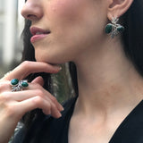 Leaf Earrings, Natural Malachite Earrings, Green Vintage Earrings, Green Stone Earrings, Inspirational Earrings, Natural Green Earrings