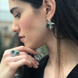 Leaf Earrings, Natural Malachite Earrings, Green Vintage Earrings, Green Stone Earrings, Inspirational Earrings, Natural Green Earrings